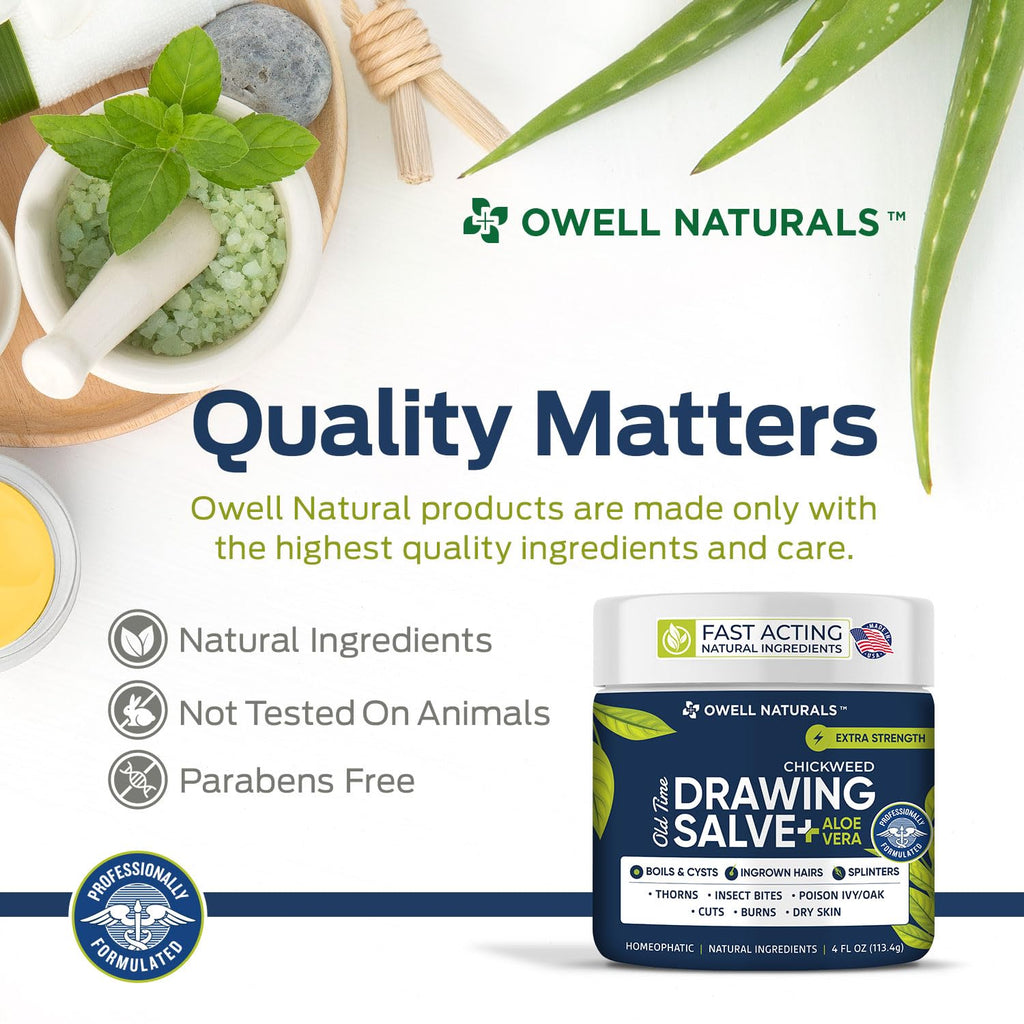 OWELL Naturals Drawing Salve – Fast Acting for Ingrown Hairs, Boils & Splinters | 4 oz