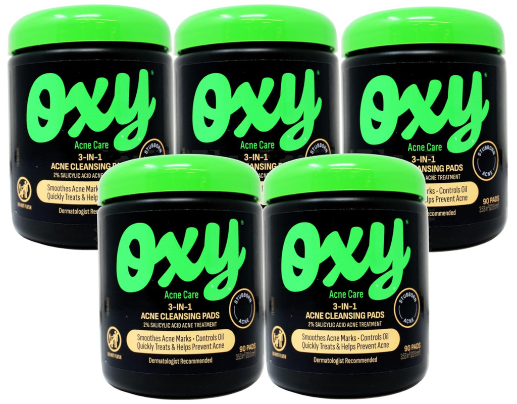 Oxy Acne Care 3-in-1 Cleansing Pads, 2% Salicylic Acid – 450 Pads (Pack of 5)
