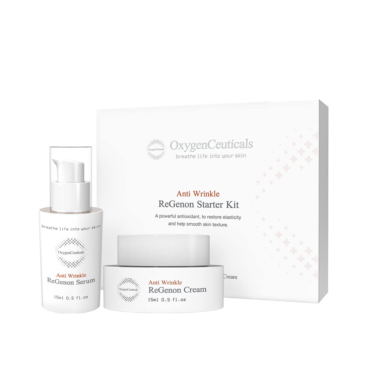 OxygenCeuticals ReGenon Starter Kit — 2-Step Antioxidant Serum & Cream, 20,000ppm Idebenone