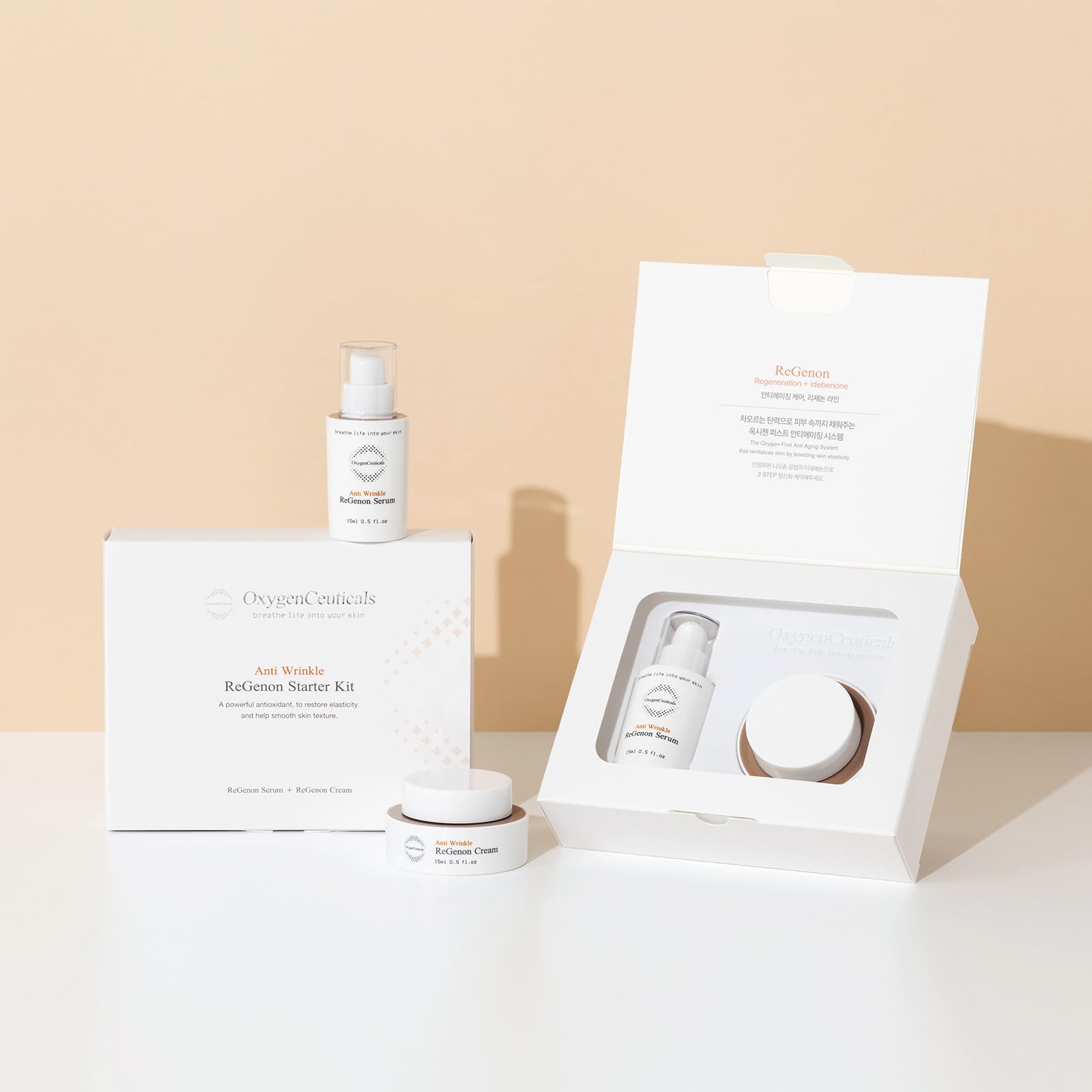 OxygenCeuticals ReGenon Starter Kit — 2-Step Antioxidant Serum & Cream, 20,000ppm Idebenone