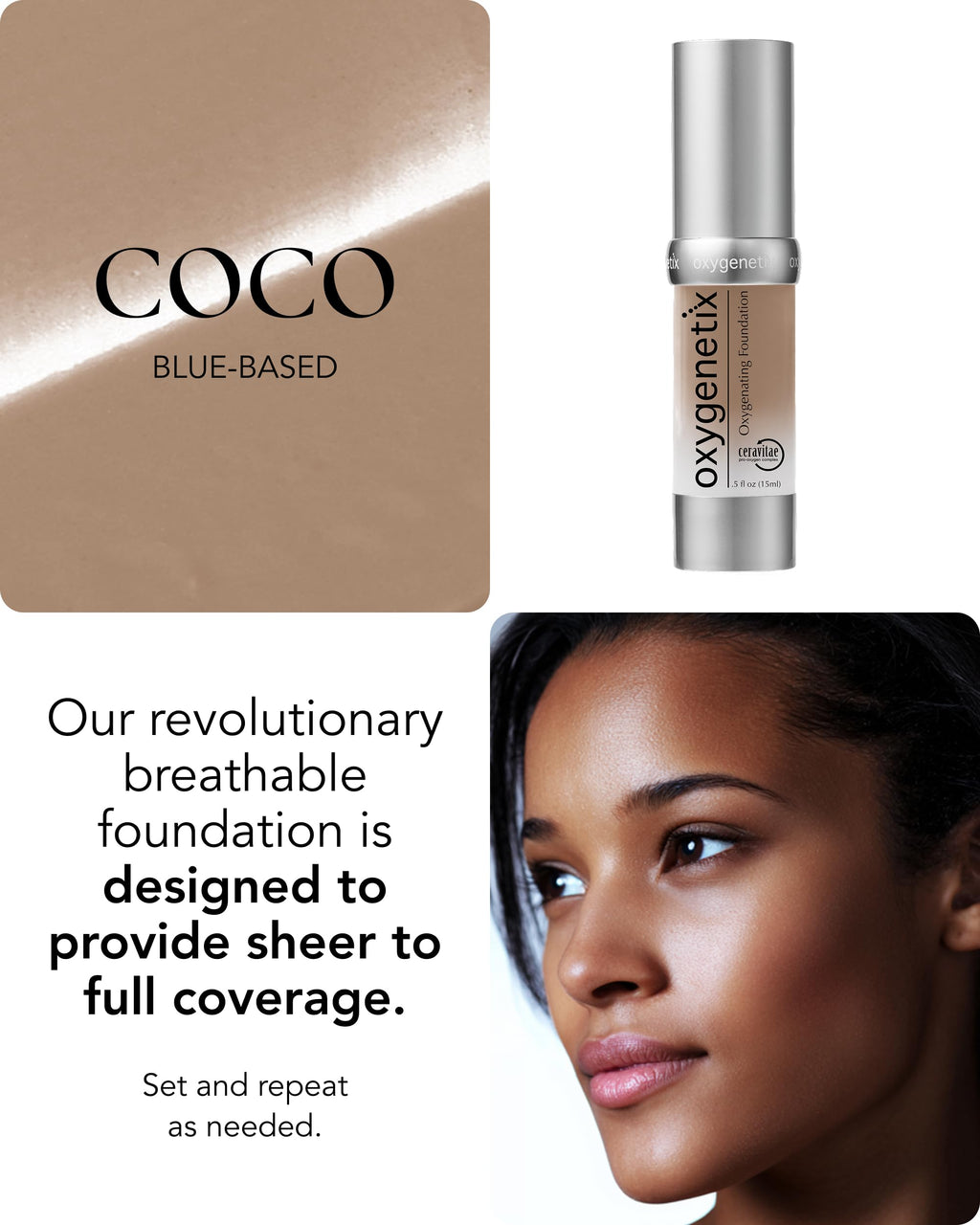 Oxygenetix Oxygenating Foundation Coco - Breathable, Buildable Coverage for Sensitive & Post-Treatment Skin