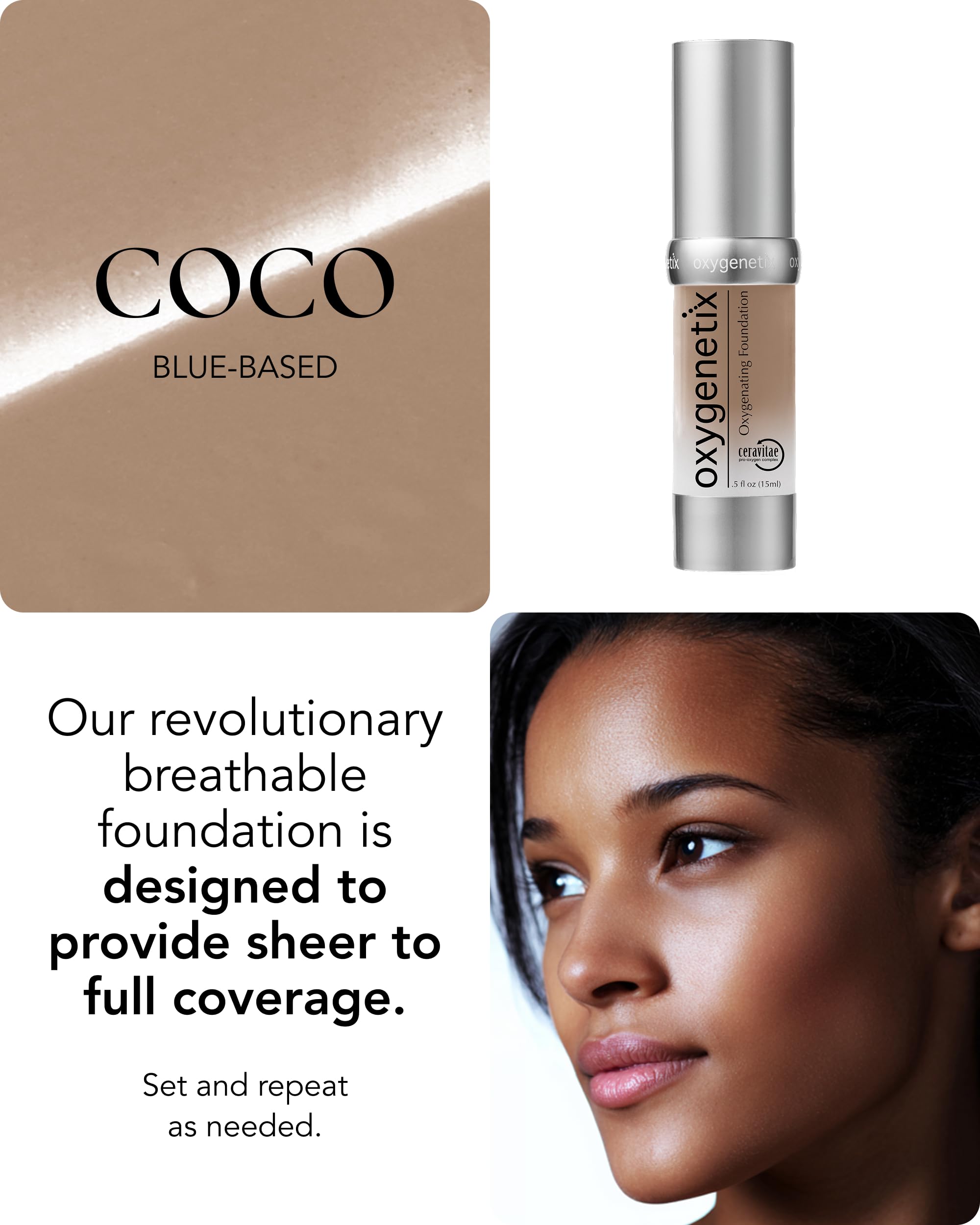 Oxygenetix Oxygenating Foundation Coco - Breathable, Buildable Coverage for Sensitive & Post-Treatment Skin