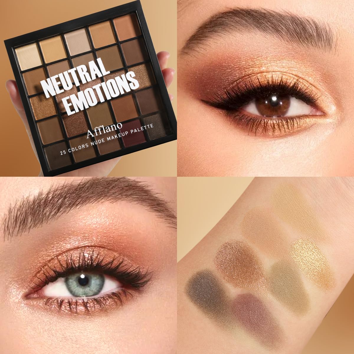 oygcee Nude Neutral Eyeshadow Palette – 25 Warm Shades, Long-Wear