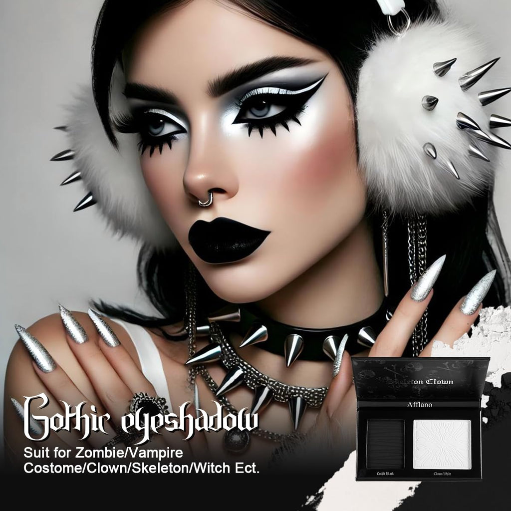 oygcee Black White Makeup Palette – Dual-Tone Matte Eyeshadow & Face Paint for Gothic & Halloween Looks