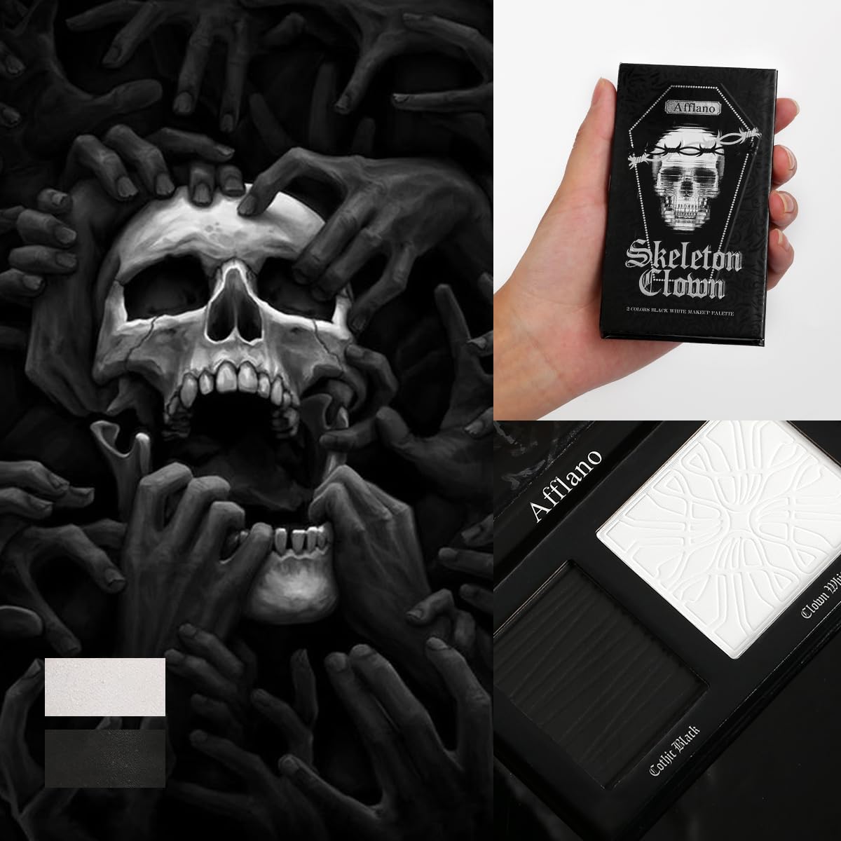oygcee Black White Makeup Palette – Dual-Tone Matte Eyeshadow & Face Paint for Gothic & Halloween Looks