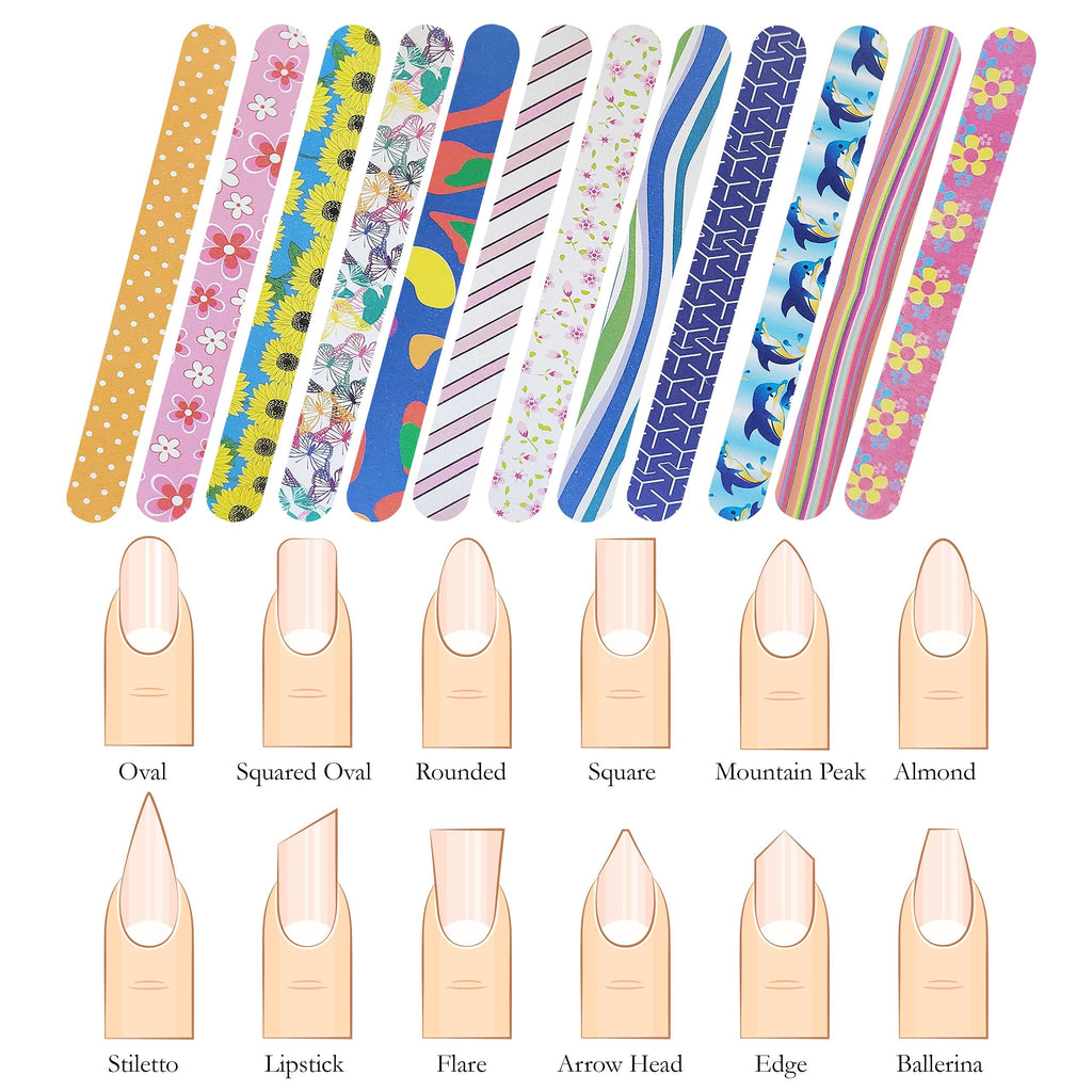P2P Nails Colorful Double-Sided Nail File Strips – 24 Pack for Manicure & Pedicure