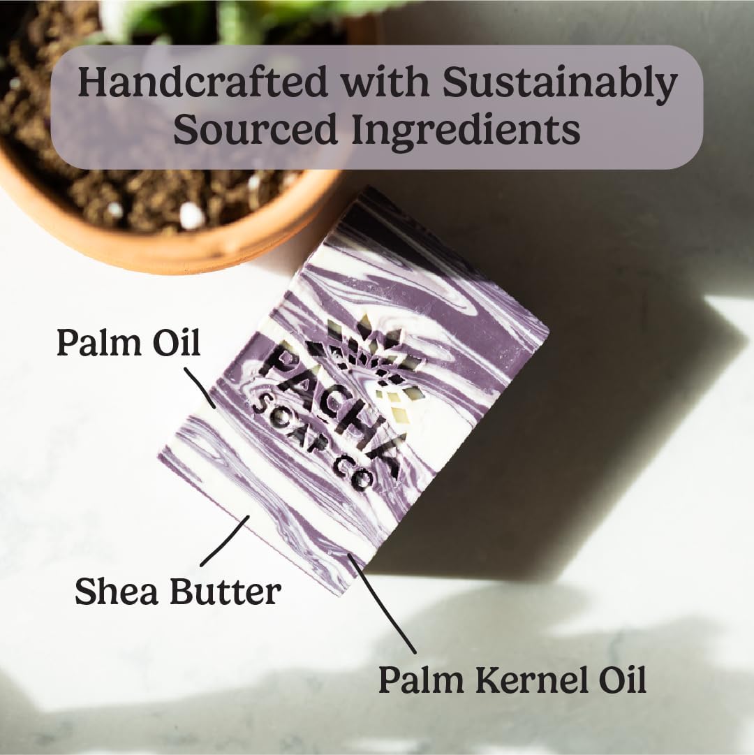 Pacha Soap Co. French Lavender Bar Soap – Handcrafted, Moisturizing, 5-Pack (4 oz each) – Made in USA