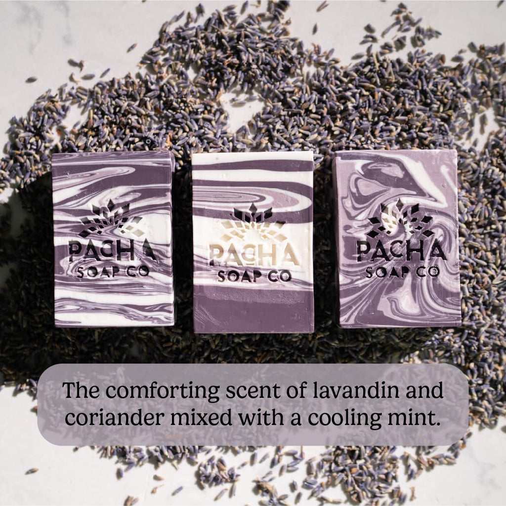 Pacha Soap Co. French Lavender Bar Soap – Handcrafted, Moisturizing, 5-Pack (4 oz each) – Made in USA