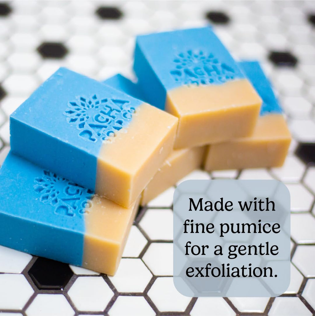 Pacha Soap Co. Sand and Sea Bar Soap — Exfoliating Sea Salt, Volcanic Ash & Pumice (5-Pack, 4 oz Each) | Handcrafted in USA