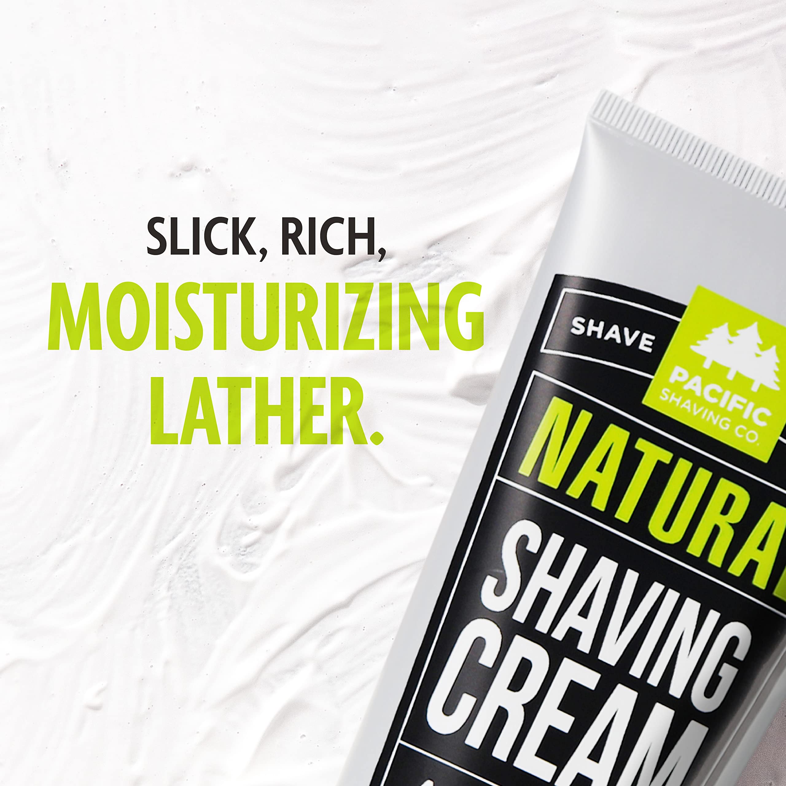Pacific Shaving Company Natural Shaving Cream with Shea Butter & Vitamin E – Hydrating, Sensitive-Skin Friendly (7 oz, 2 Pack)