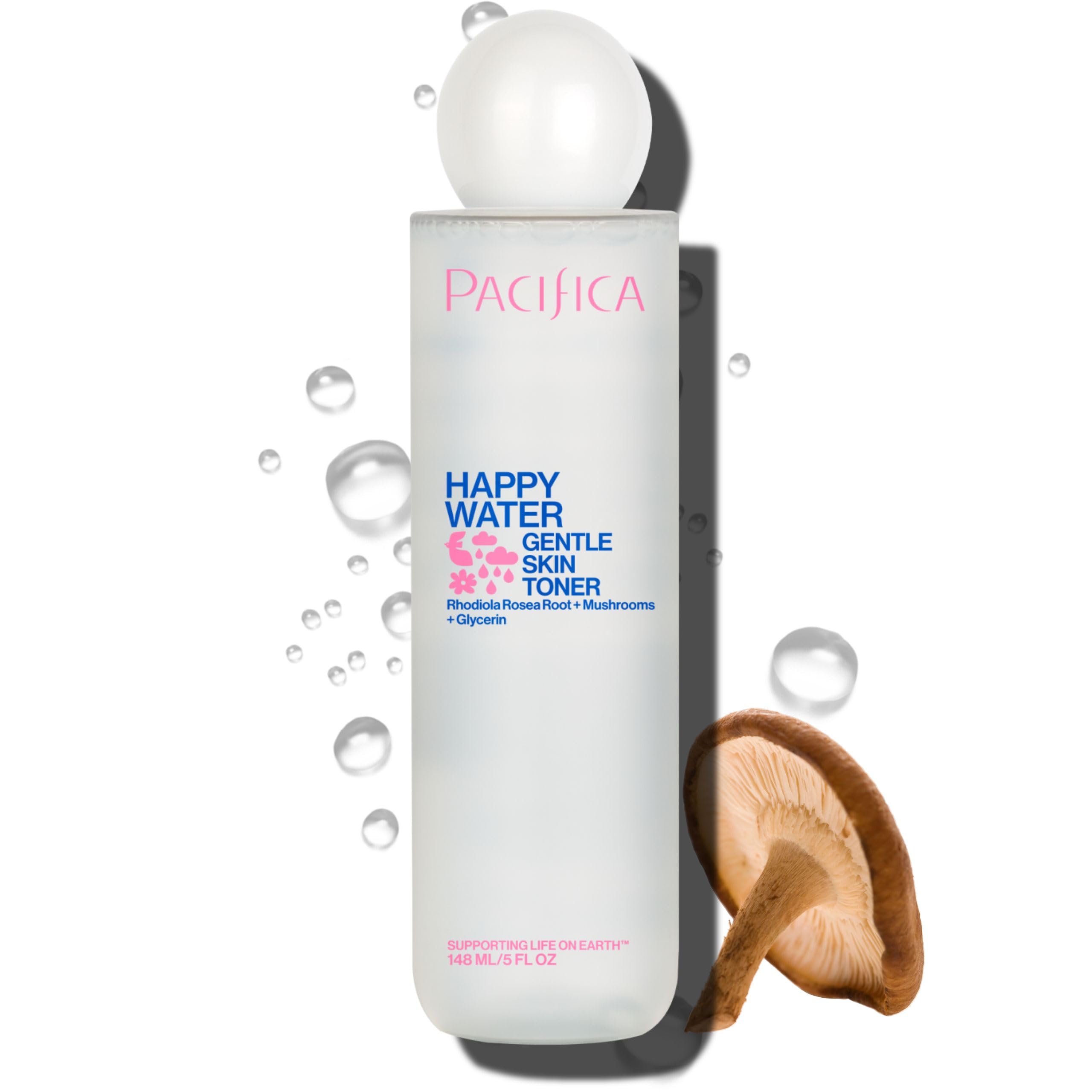 Pacifica Happy Water Hydrating Facial Toner – Vegan Ceramides, Hyaluronic Acid & Electrolytes | Clean Beauty for All Skin Types, 4 oz