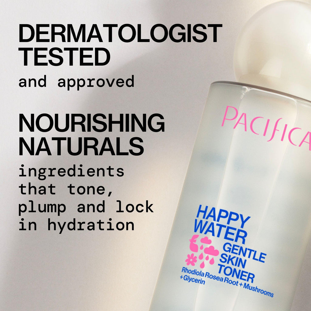 Pacifica Happy Water Hydrating Facial Toner – Vegan Ceramides, Hyaluronic Acid & Electrolytes | Clean Beauty for All Skin Types, 4 oz