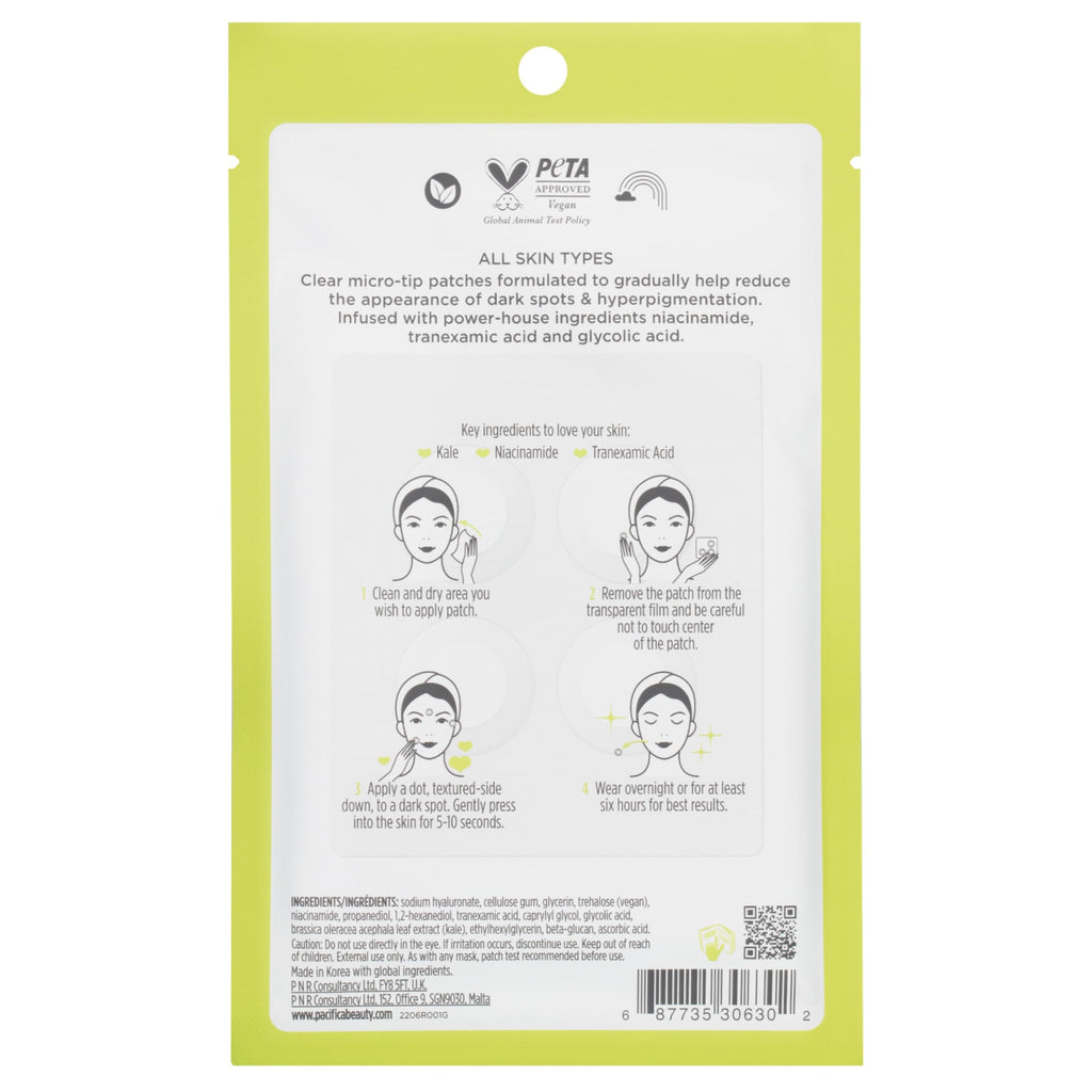 Pacifica Dark Spot Dissolving Micropatches 12-Pack – Niacinamide Tranexamic Kale