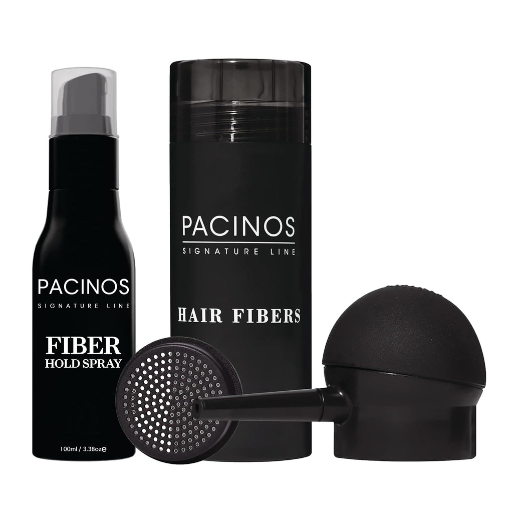 Pacinos Hair Fiber Kit | Conceal Thinning Hair Instantly with Fiber Hold Spray - Dark Brown