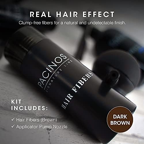 Pacinos Hair Fiber Kit | Conceal Thinning Hair Instantly with Fiber Hold Spray - Dark Brown