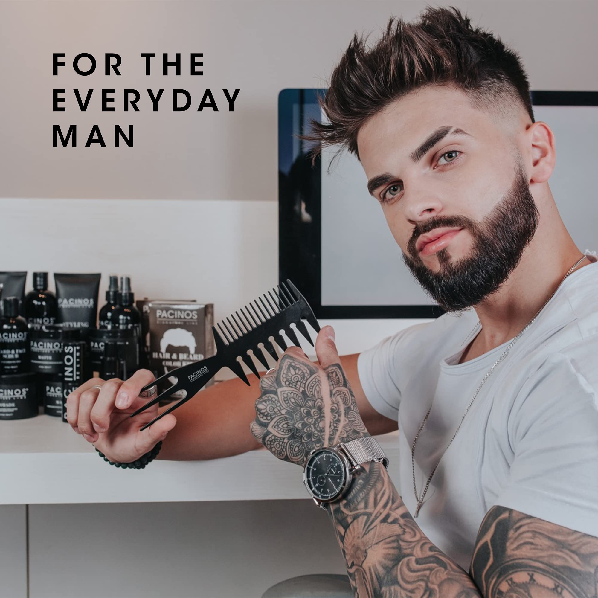 Pacinos Sleek Extra Hold Pomade with Shine | Long-Lasting Definition for All Hair Types | 2 oz