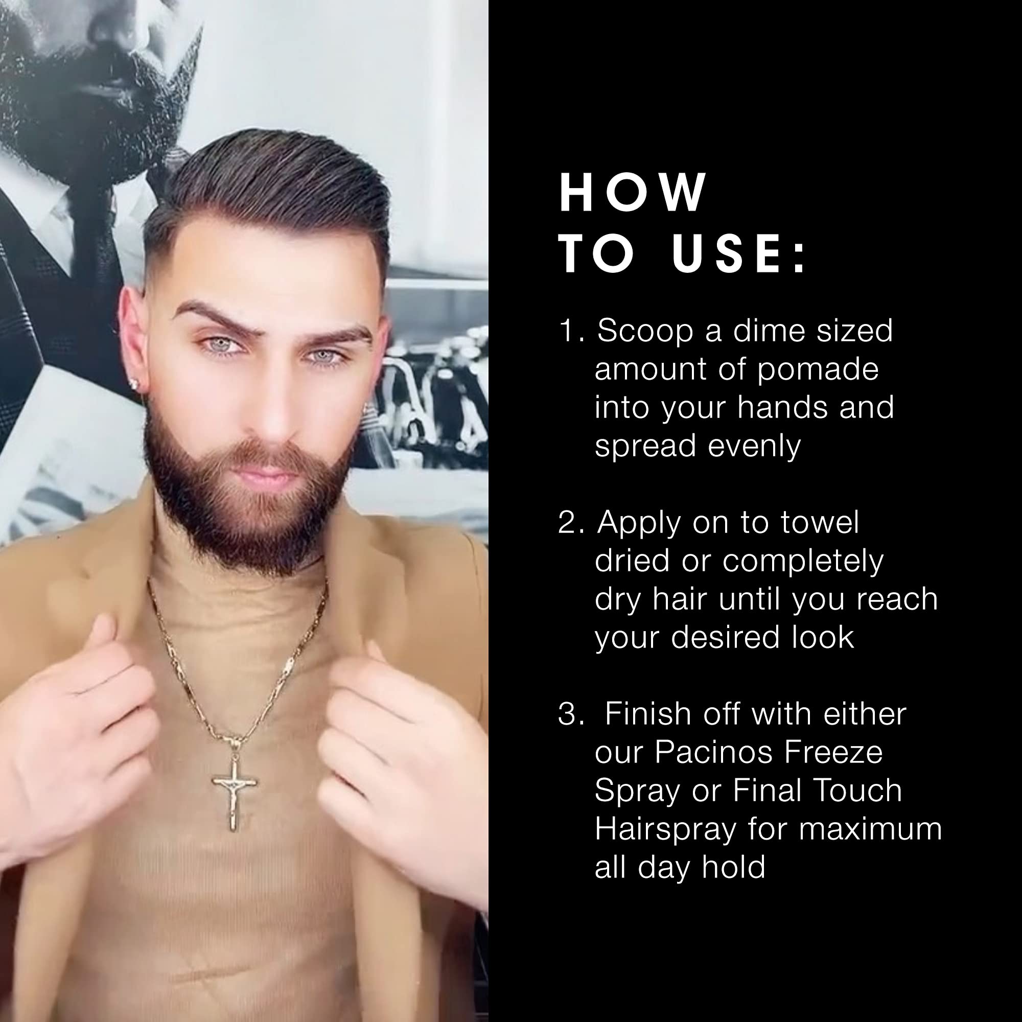 Pacinos Sleek Extra Hold Pomade with Shine | Long-Lasting Definition for All Hair Types | 2 oz
