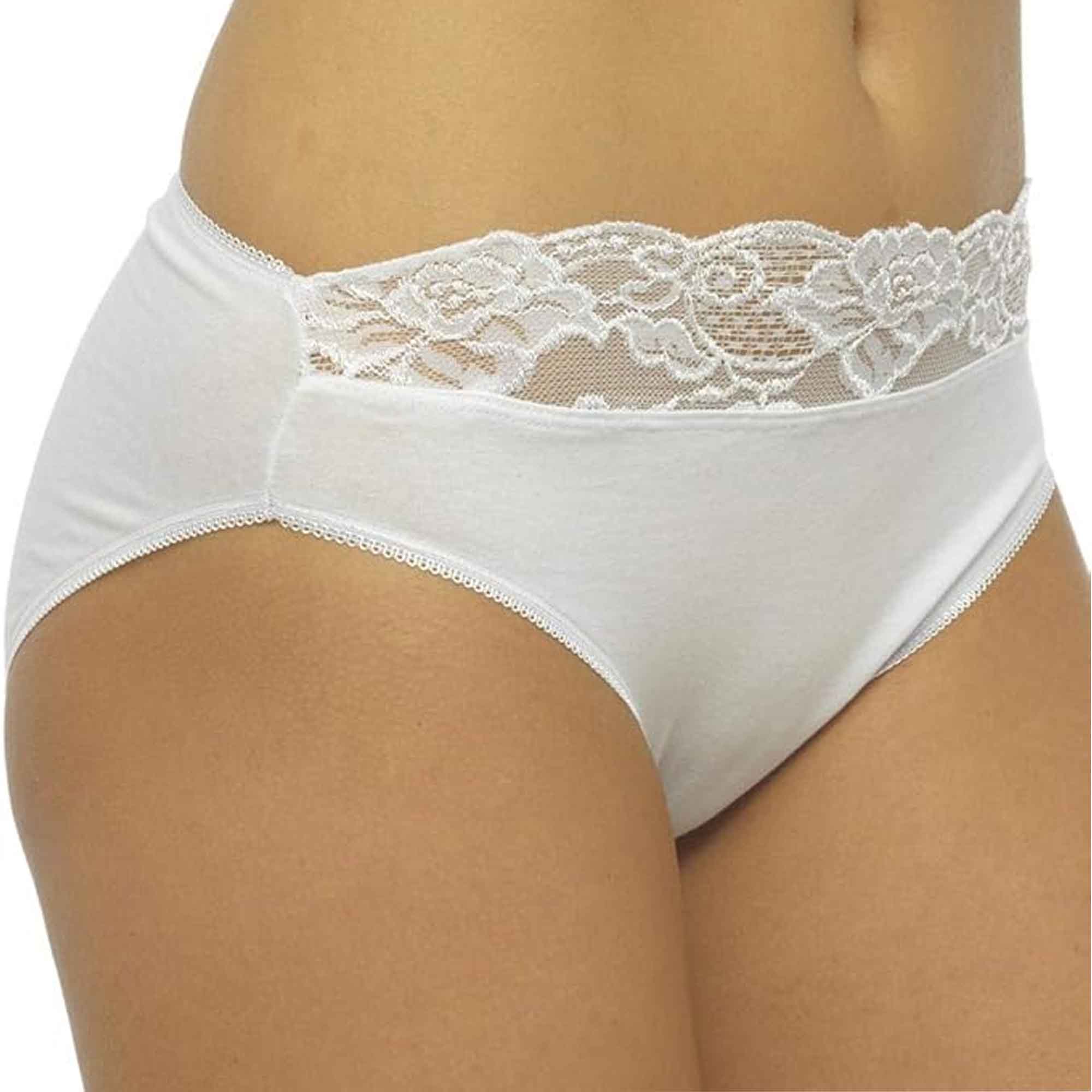 Daisy Dreamer Pack Of 10 Cotton Rich Lace Brief Knickers For Women With Stretch Waistband