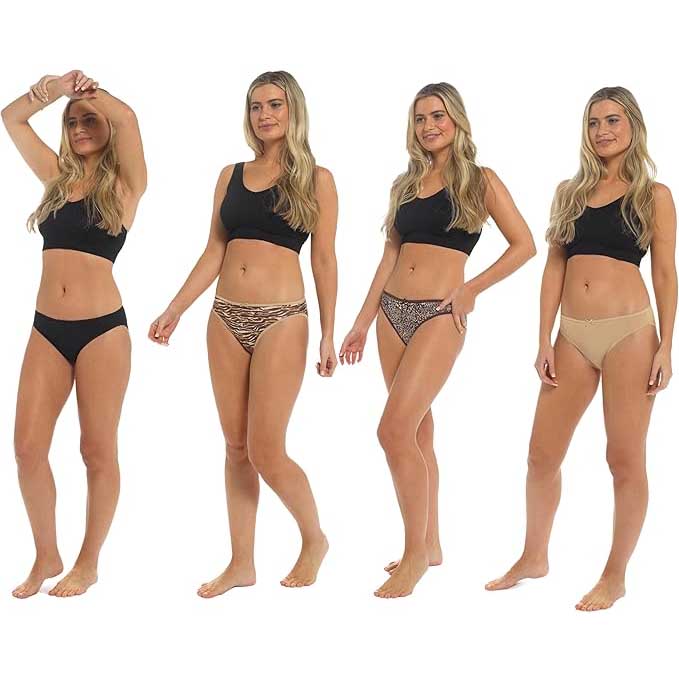 Daisy Dreamer Women's 10 Pack Animal Print Briefs Zebra Leopard Cotton Low Rise Knickers
