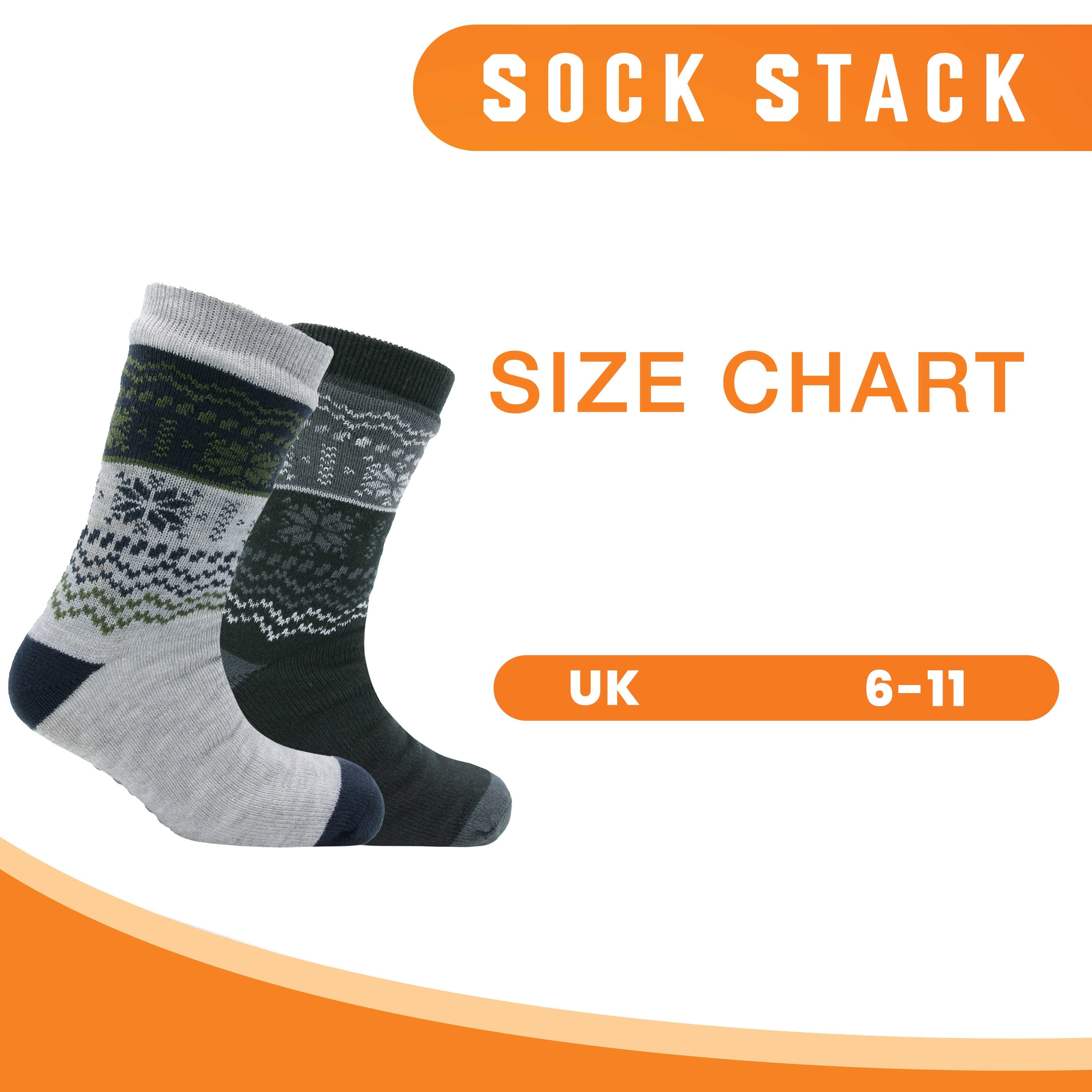 Sock Stack Men's Chunky Knit Slipper Socks With Grips Pack Of 2 Thick Warm Non Slip