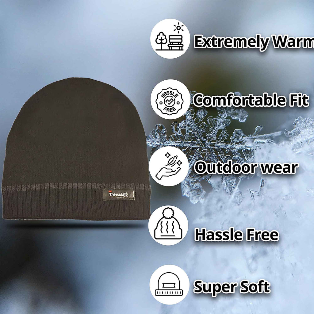 Sock Stack Pack Of 2 Striped Fleece Beanie Hats With 3M Thinsulate Insulation Quick Dry