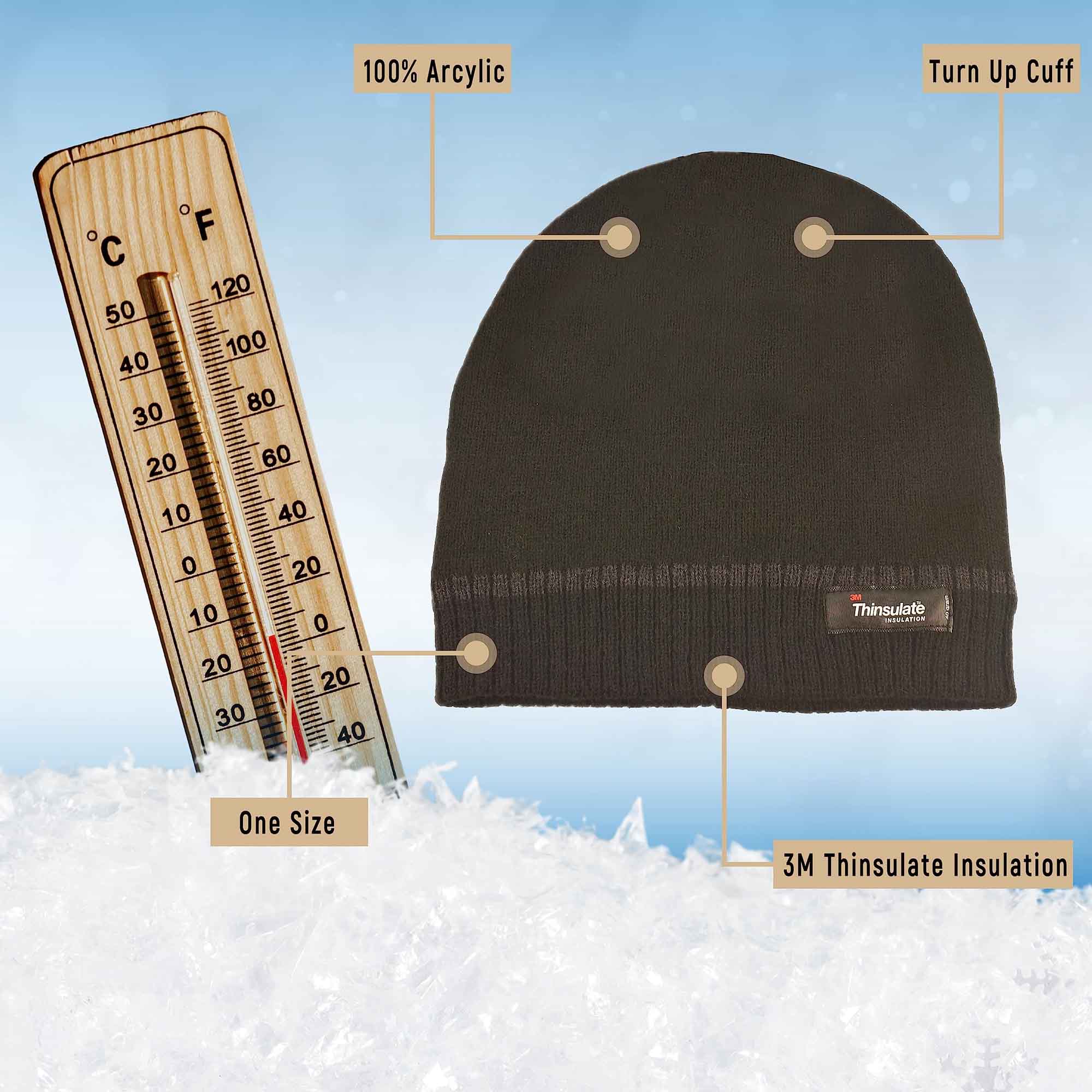Sock Stack Pack Of 2 Striped Fleece Beanie Hats With 3M Thinsulate Insulation Quick Dry