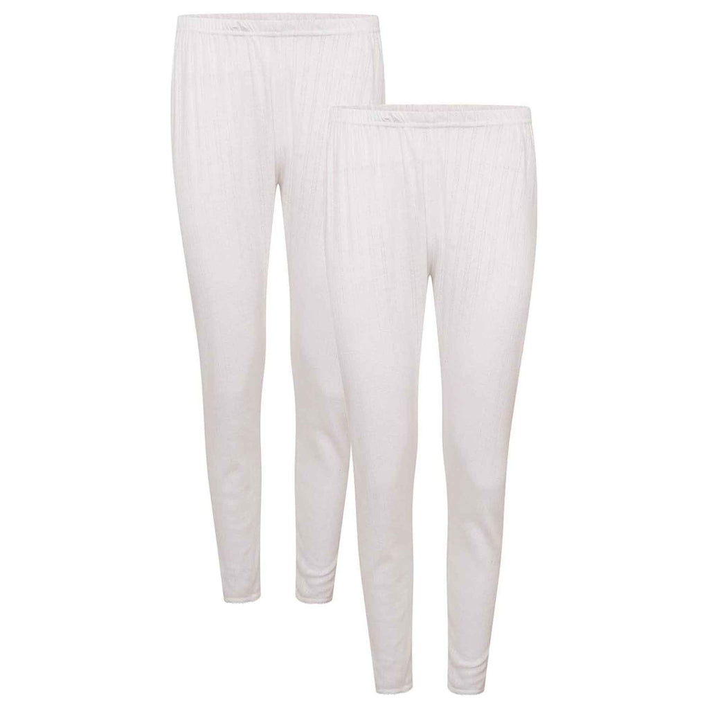 Daisy Dreamer Womens Thermal Pants 2 Pack Cotton Rich Insulating Yarn Ribbed Comfort Fit