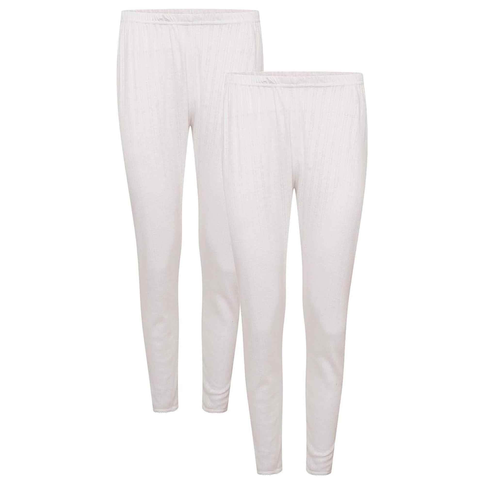 Daisy Dreamer Womens Thermal Pants 2 Pack Cotton Rich Insulating Yarn Ribbed Comfort Fit