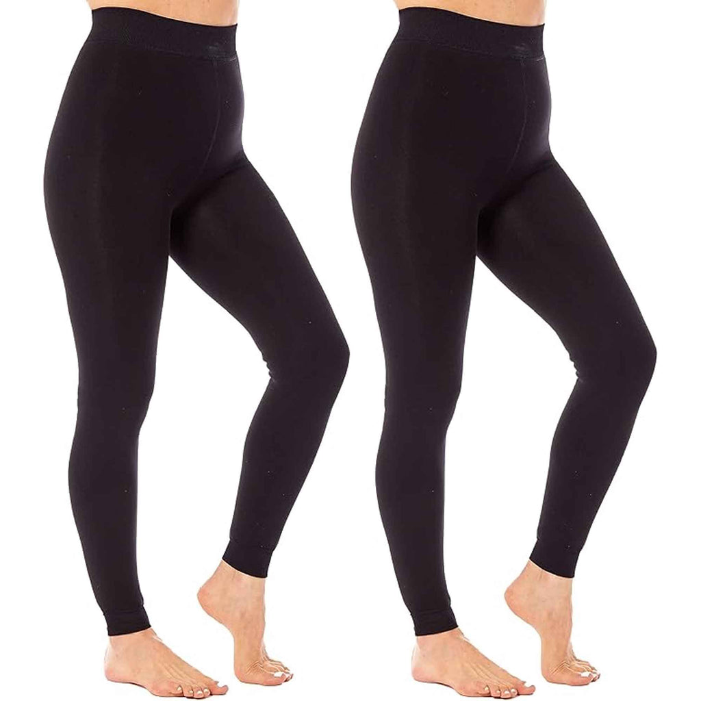 Heatwave Thermalwear Pack Of 2 Womens Ultra Thermal Brushed Black Leggings 140 Denier