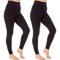 Heatwave Thermalwear Pack Of 2 Womens Ultra Thermal Brushed Black Leggings 140 Denier