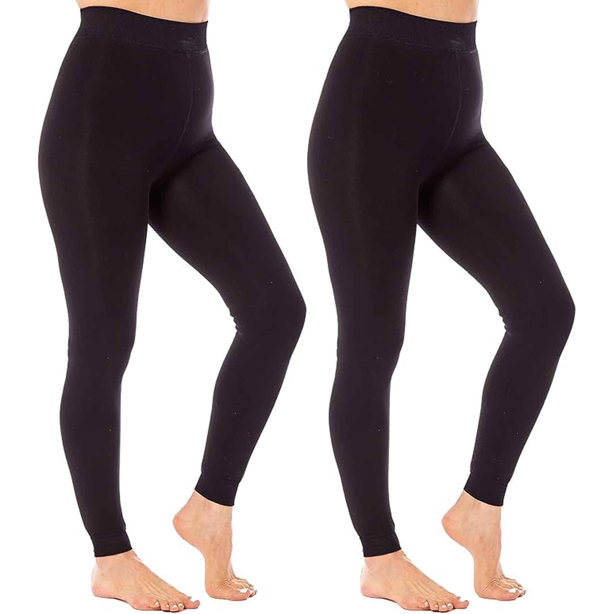 Heatwave Thermalwear Pack Of 2 Womens Ultra Thermal Brushed Black Leggings 140 Denier