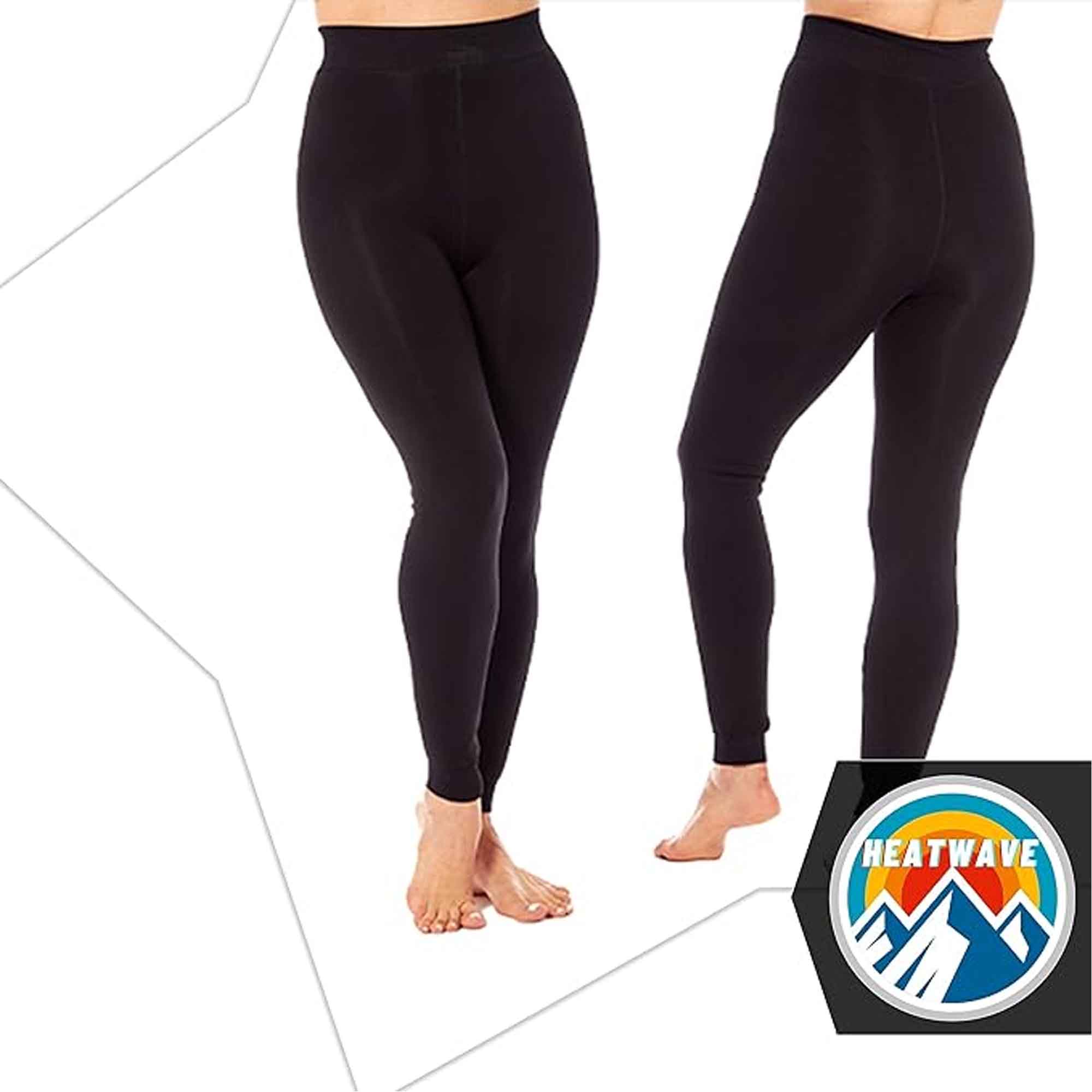 Heatwave Thermalwear Pack Of 2 Womens Ultra Thermal Brushed Black Leggings 140 Denier