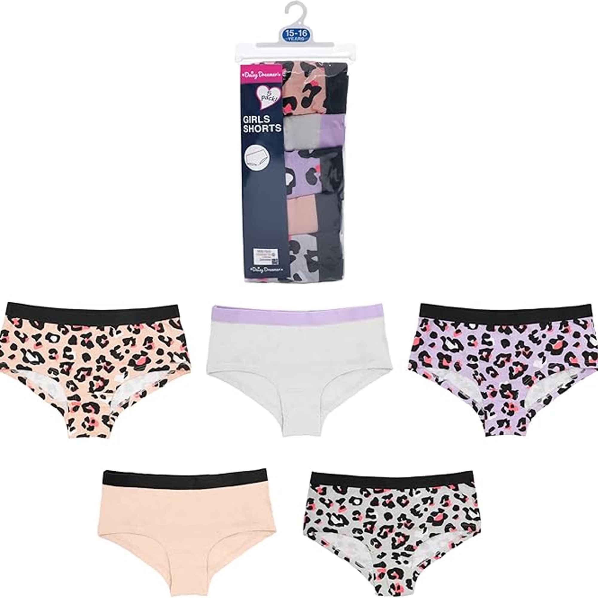 Daisy Dreamer Pack Of 5 Girls Cotton Underwear Briefs Soft Durable Comfort Fit Ages 9