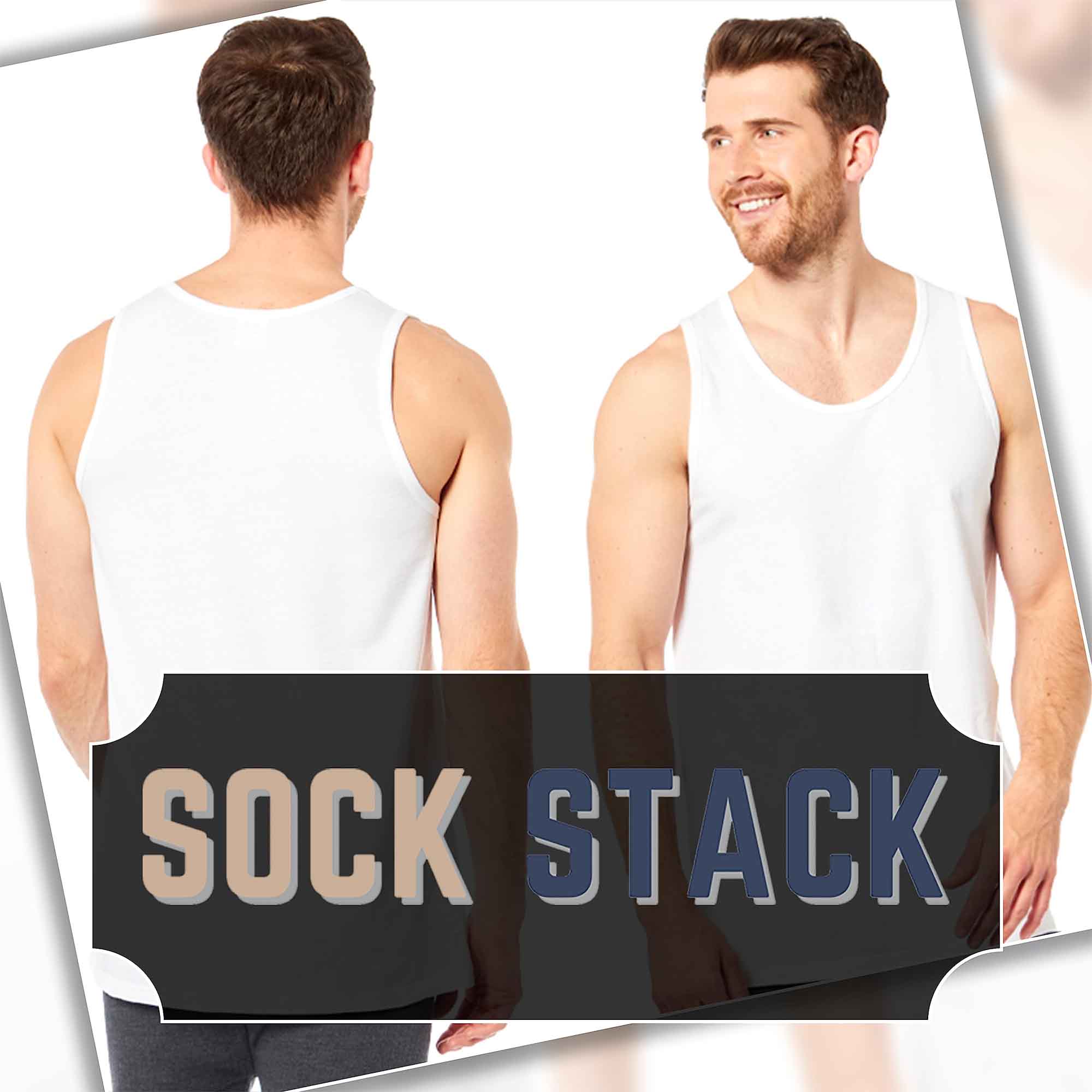 Sock Stack Pack Of 6 Mens Cotton Blend Gym Muscle Vests Fitted Lightweight Breathable
