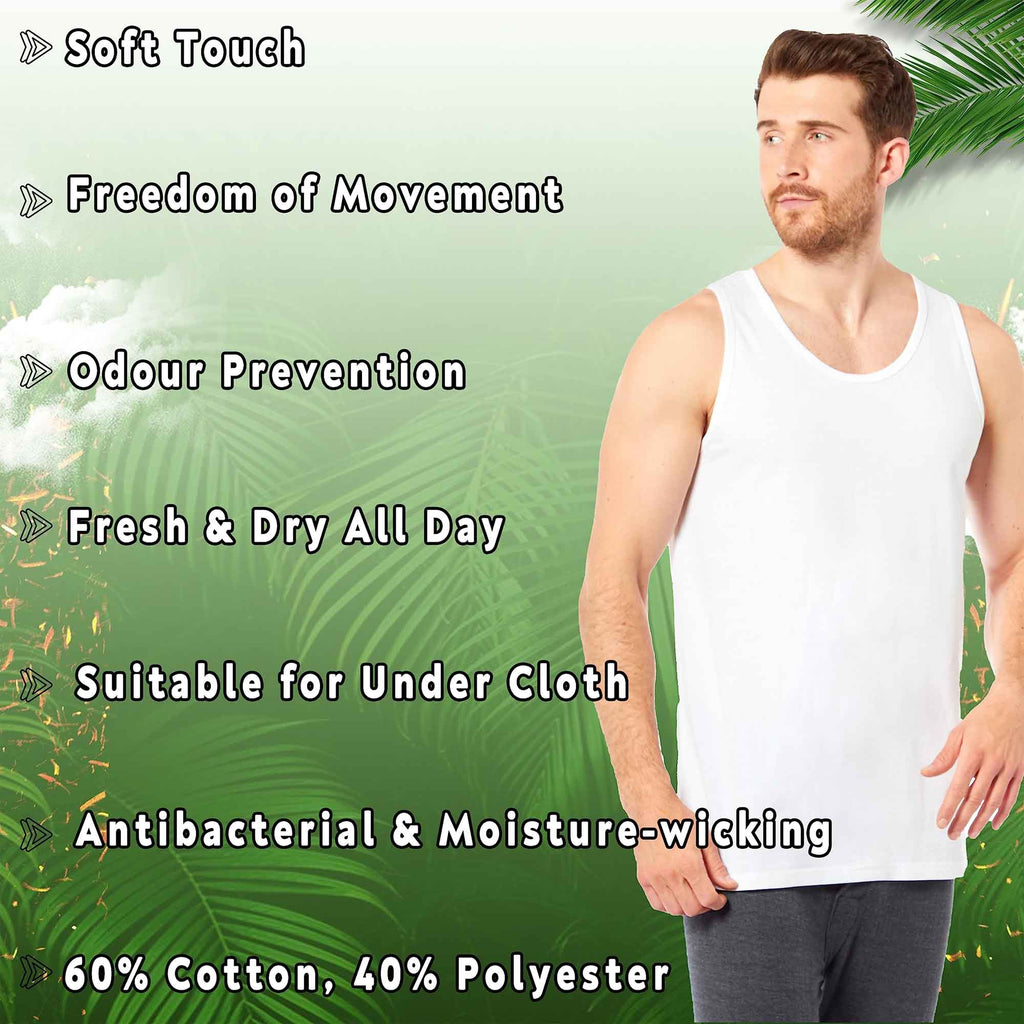 Sock Stack Pack Of 6 Mens Cotton Blend Gym Muscle Vests Fitted Lightweight Breathable