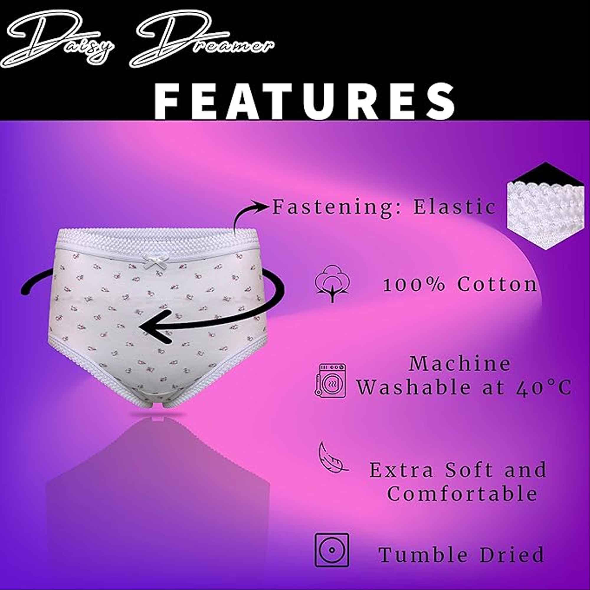 Sock Stack Pack Of 6 Womens 100% Cotton Maxi Briefs Full Coverage Breathable Everyday