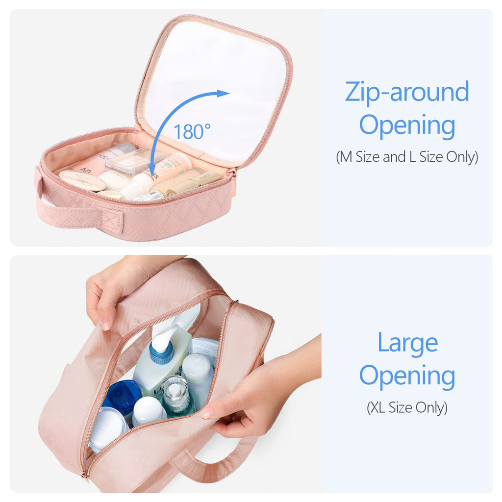 PACKISM Clear Makeup Bag Combo Pack – TSA-Approved Medium, Large & XL in Rose Pink | Water-Resistant Travel Organizer