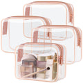 PACKISM TSA Approved Toiletry Bag Set of 4 (Medium) - Clear Quart-Size Rose Pink