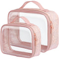 PACKISM Floral Lace TSA Toiletry Bag Set – Medium & Large Clear Bags, Pink