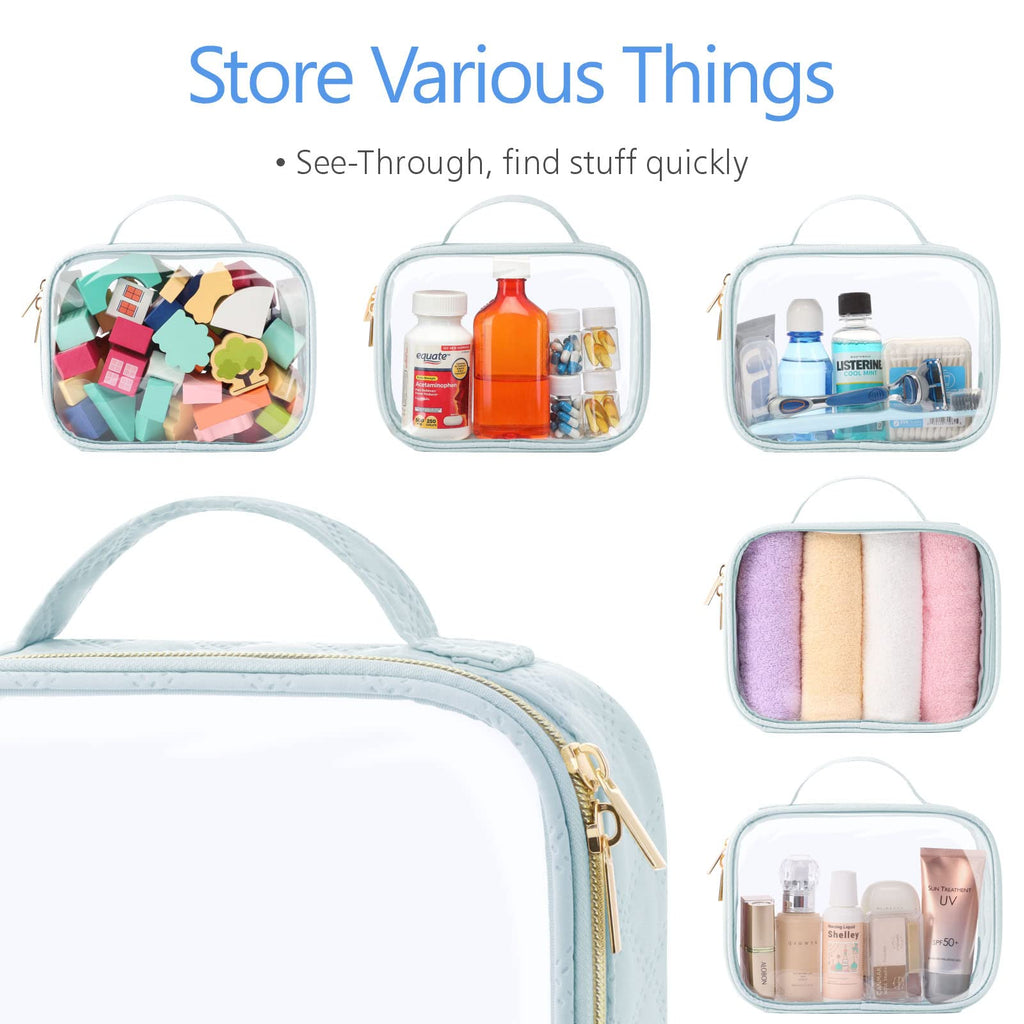 PACKISM TSA-Approved Toiletry Bag Set — 3 Medium Clear Quart-Size Bags, 3-1-1 Compliant, Water-Resistant PVC