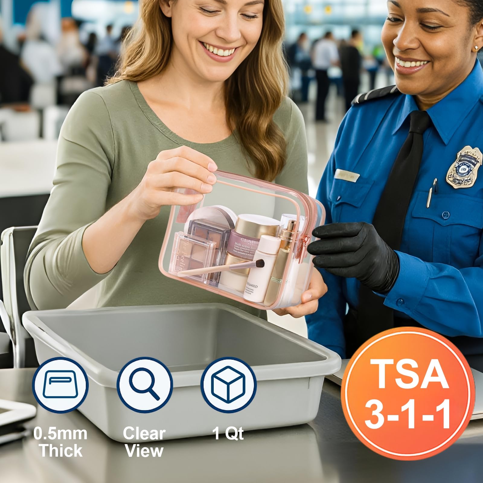 PACKISM TSA Approved Clear Toiletry Bags 3 Pack – See-Through Quart Size Cosmetic Bags for Travel