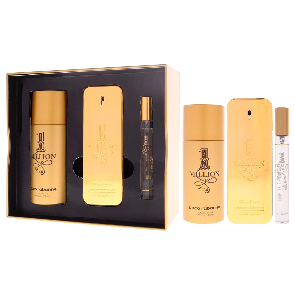 Paco Rabanne One Million 3-Piece Set for Men – EDT, Deodorant & Travel Spray