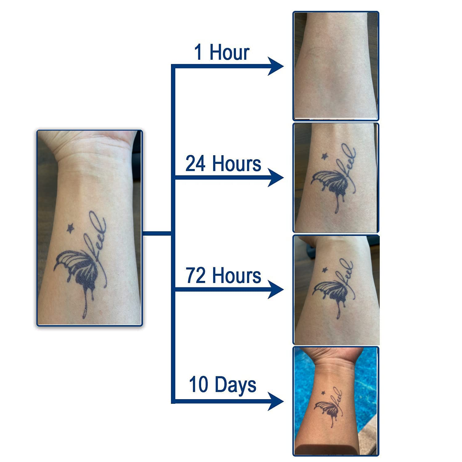 PADOUN Mermaid Whale Angel Wings Temporary Tattoos — 12 Sheets, Waterproof & Long-Lasting (Up to 2 Weeks)