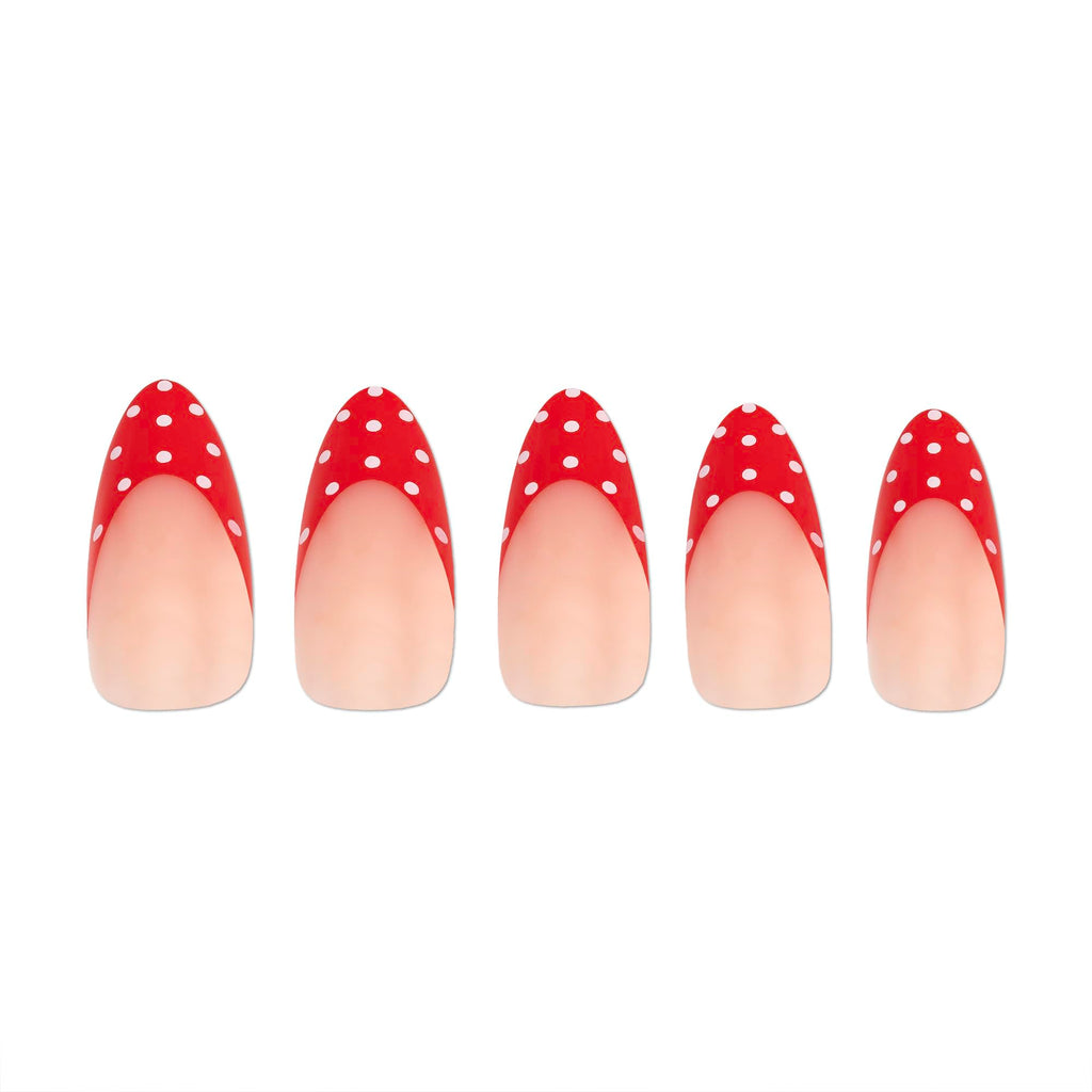 PaintLab Press-On Nails Kit - Red Polka Dot, 30-Piece, Quick-Apply & Long-Lasting with Glue & Tools