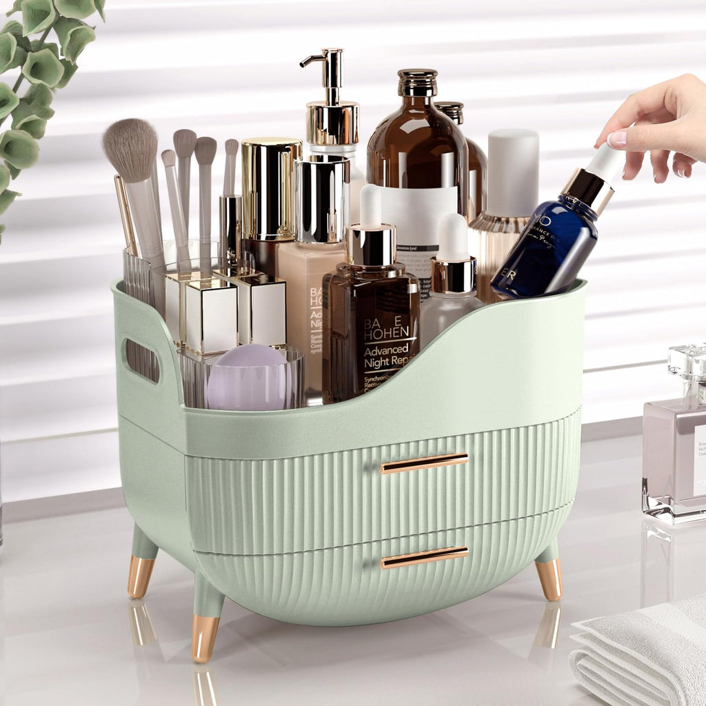 Pajiriona Makeup Organizer with Drawers – Large Vanity Storage for Cosmetics & Skincare