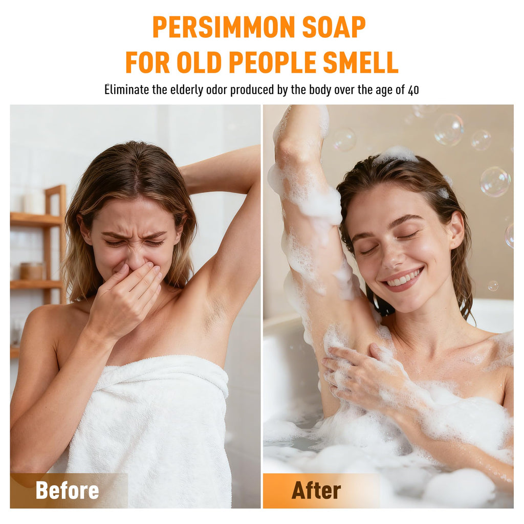 PALFICAB 120G Round Persimmon Soap – Natural Odor Control for Women & Men (2 Bars)