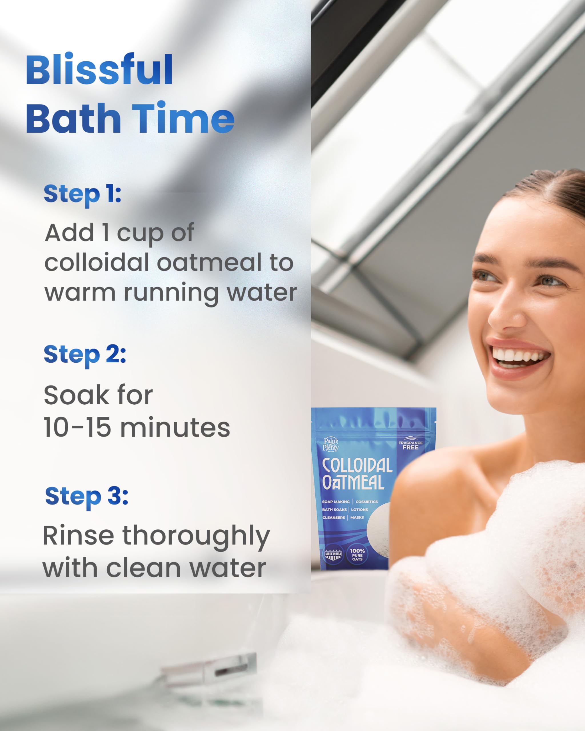 Palm and Plenty 100% Colloidal Oatmeal - Unscented, 16oz | DIY Bath & Skincare