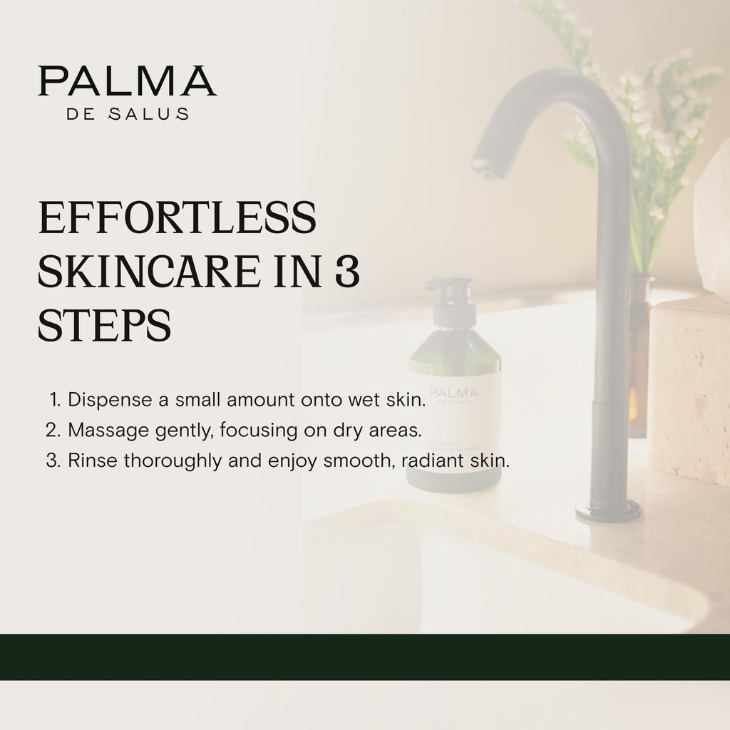 Palma de Salus Exfoliating Hand & Body Wash (Organic Summer Rose) – Hydrating Cleanser with Avocado Oil