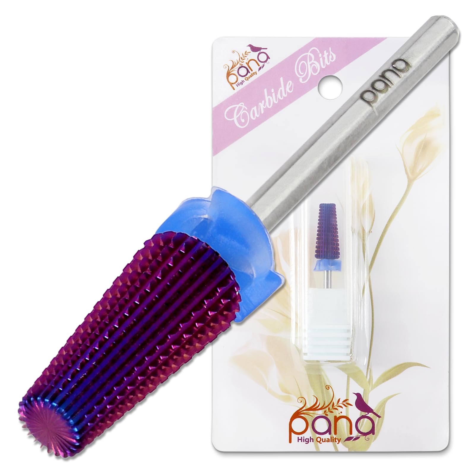 PANA Nail Carbide 5-in-1 Bit – Two-Way Rotation, Left/Right Handed, Acrylic & Hard Gel Removal, 3/32 Shank, Purple (Medium)