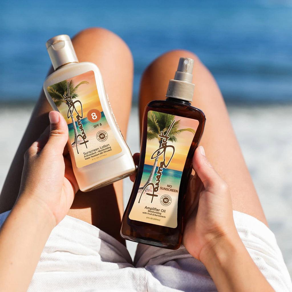 Panama Jack Amplifier Suntan Oil - 0 SPF, Light Exotic Oil Formula, 8 oz (Pack of 6)